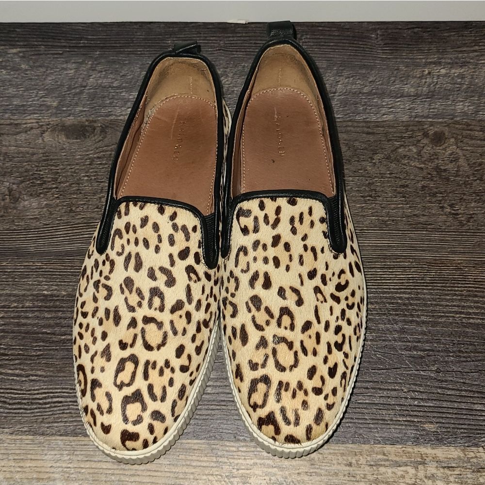 Halogen Leopard Print Calf Hair Platform Slip on Sneakers - Picture 13 of 14